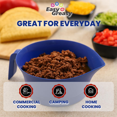 Easy Greasy bacon grease saver shows fat collection after cooking.