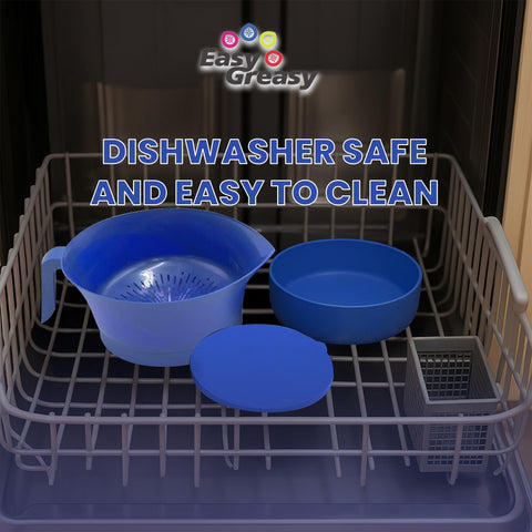 Easy Greasy dishwasher safe construction for quick cleanup after meal prep.