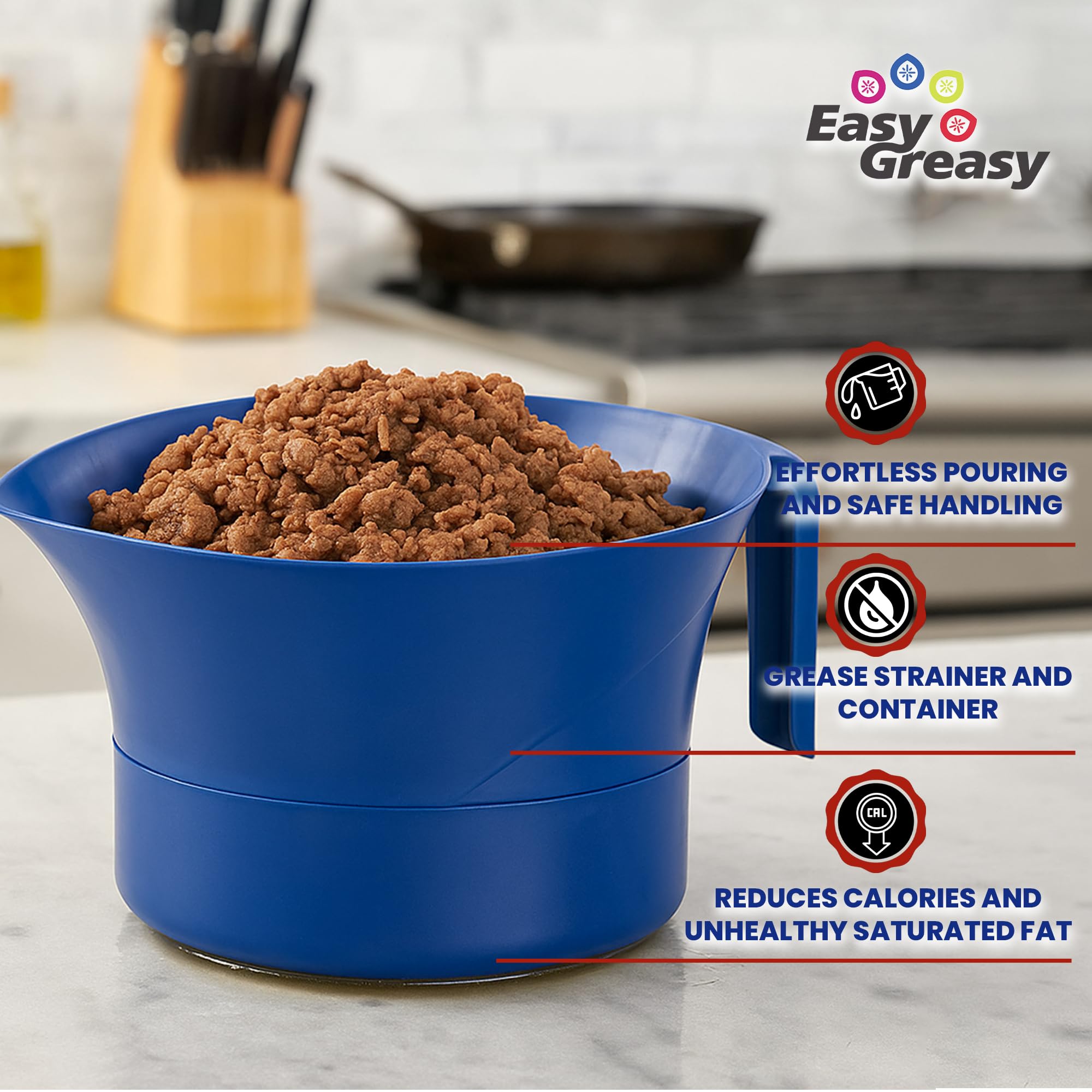 Easy Greasy ground beef grease separator helps collect fat for disposal.