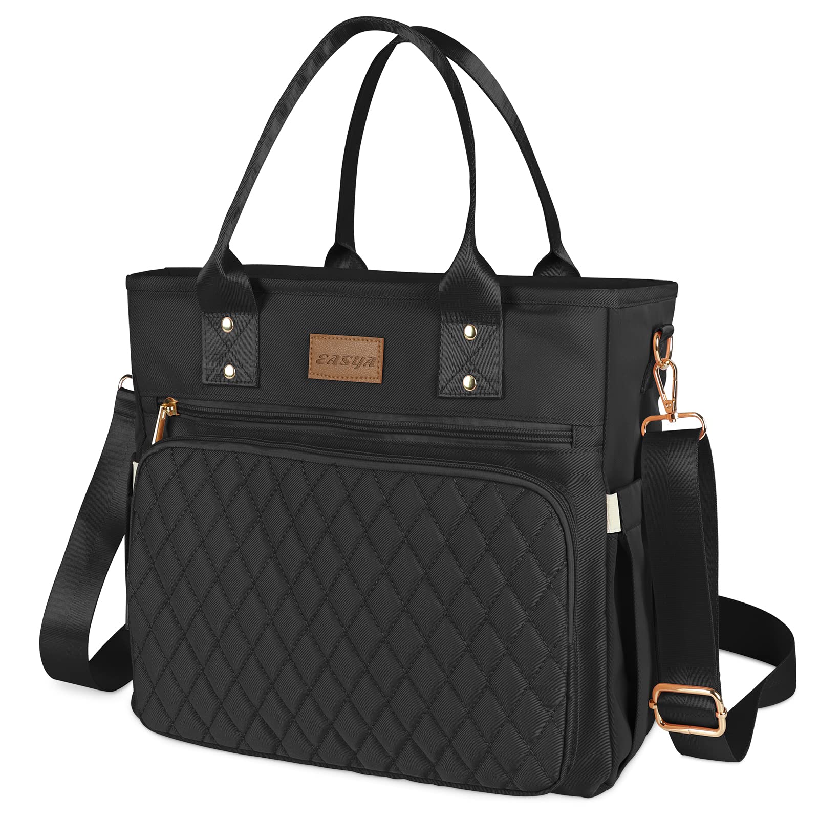 EASYA large insulated lunch bag exterior in black, ideal for daily work meals.