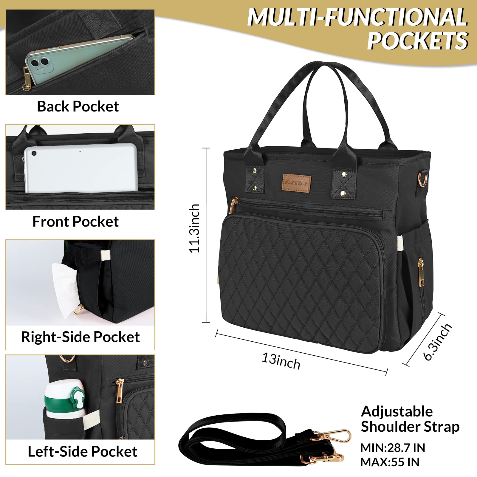 EASYA lunch bag interior thermal compartment keeps food cool throughout the day.