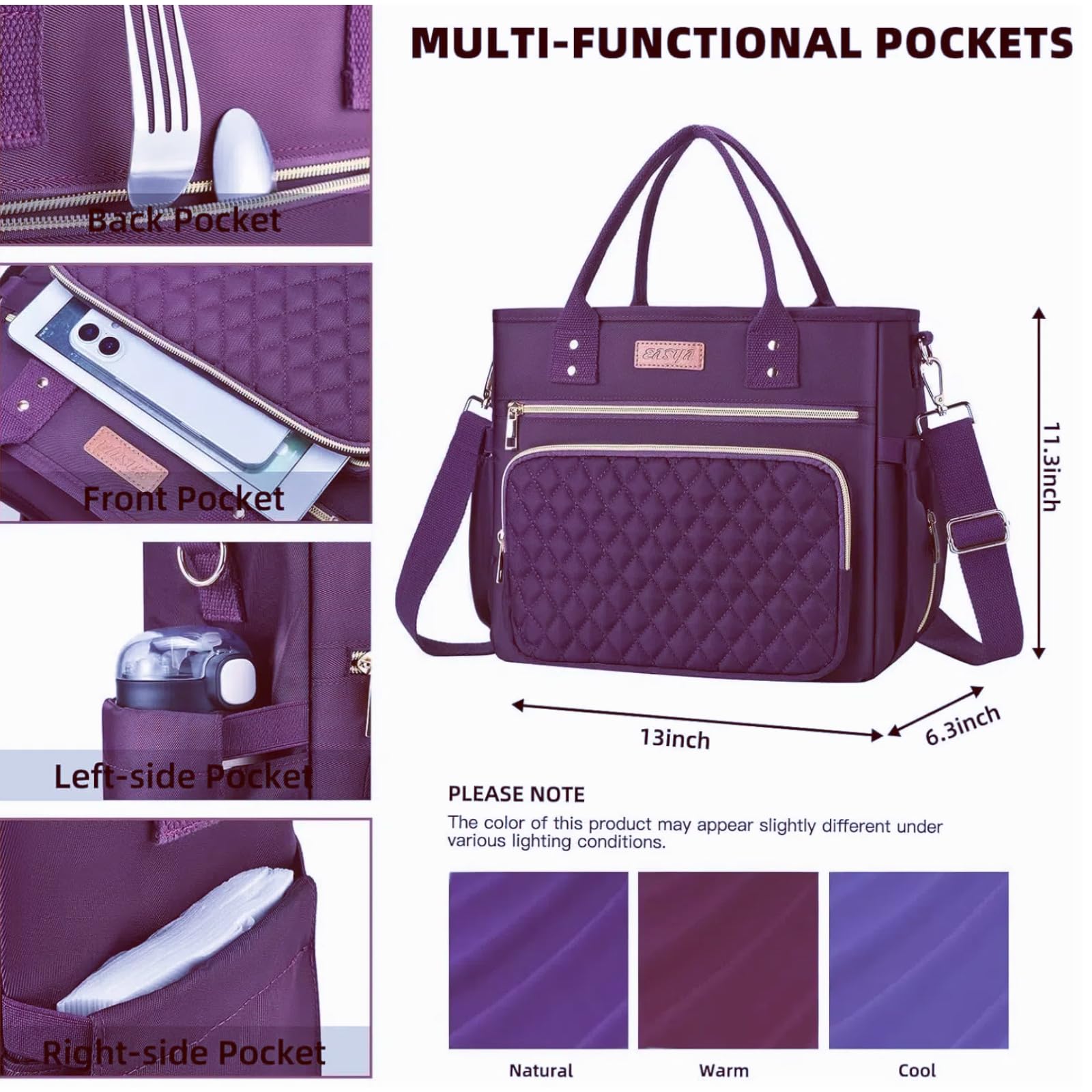 EASYA Mirage Purple insulated layer helps keep foods at temperature.