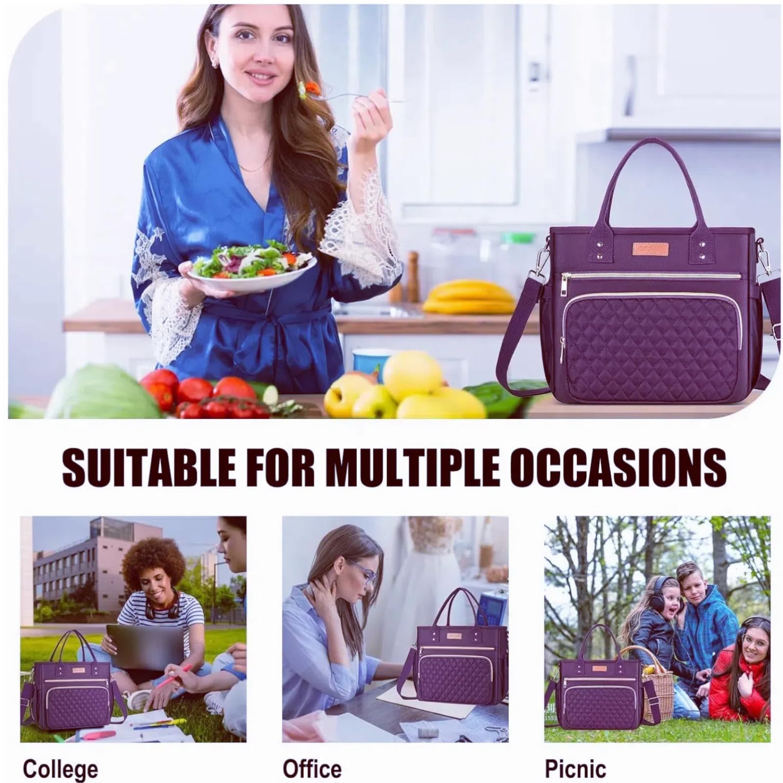 EASYA Mirage Purple detachable shoulder strap enables hands-free carrying.