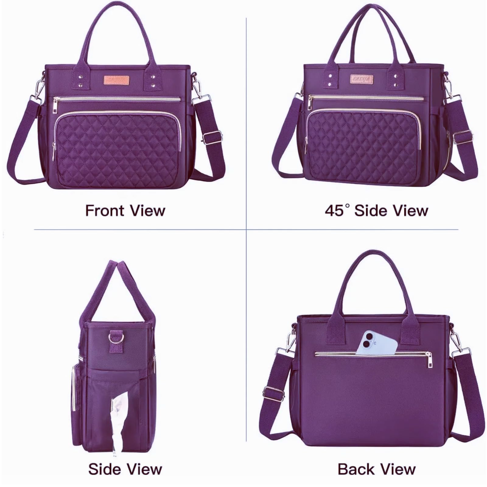 EASYA Mirage Purple side pocket provides quick access for keys and phone.