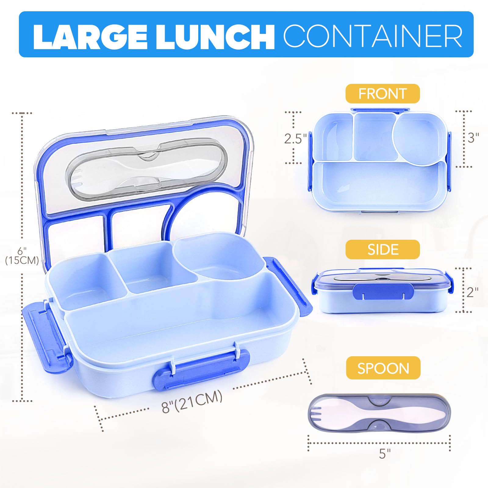 EASYFUN Bento Box four-compartment design promotes portion control and meal variety.