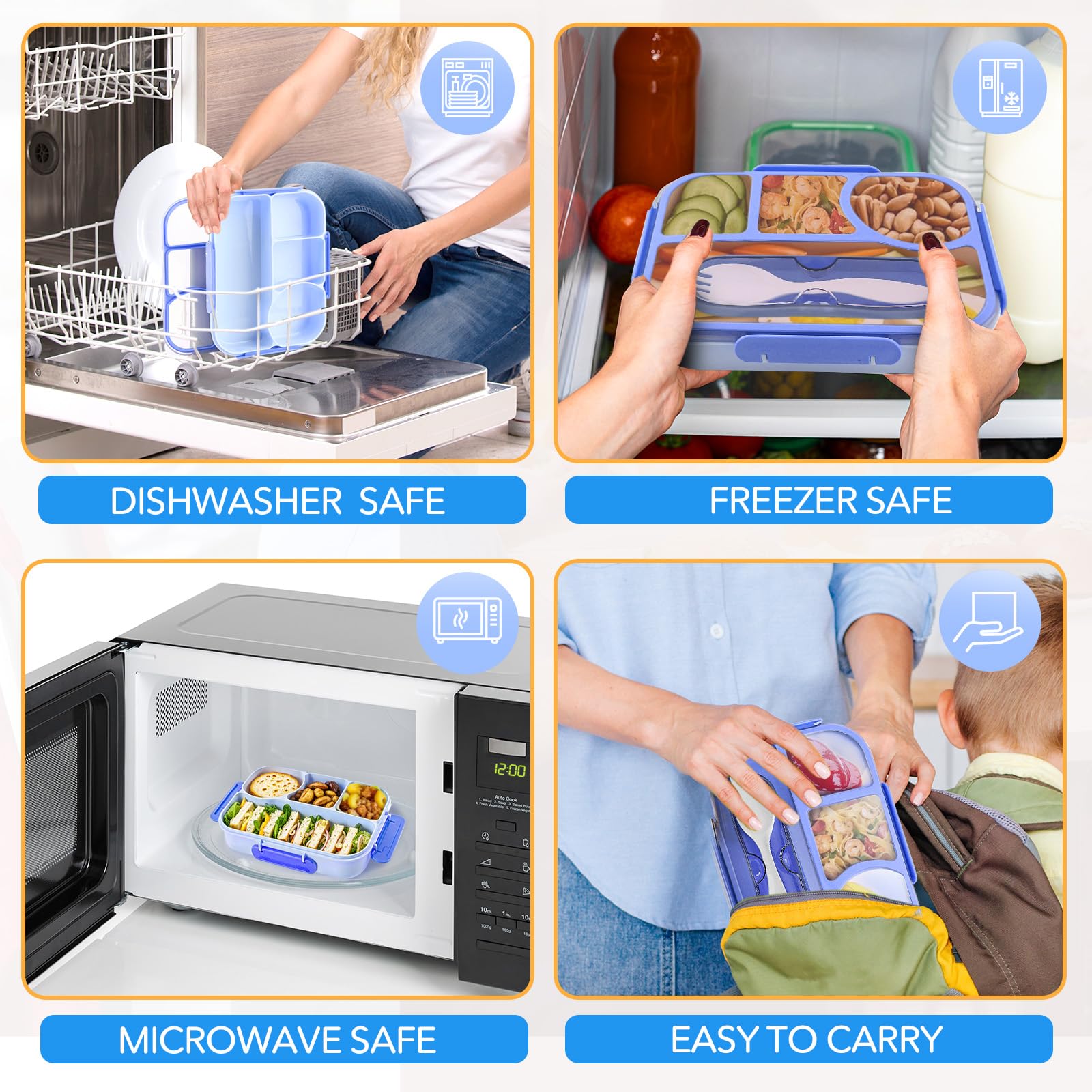 EASYFUN Bento Box dishwasher-safe design allows easy cleanup after meals.