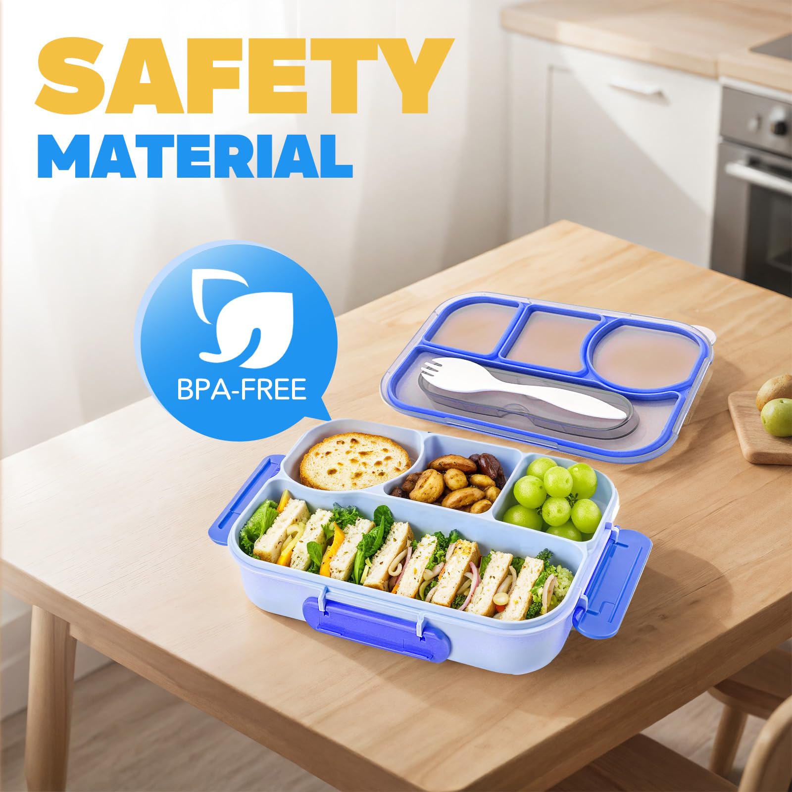 EASYFUN Bento Box lid with silicone gasket demonstrates secure, leak-proof sealing.