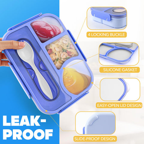EASYFUN Bento Box microwave-safe removable tray for quick reheating of meals.