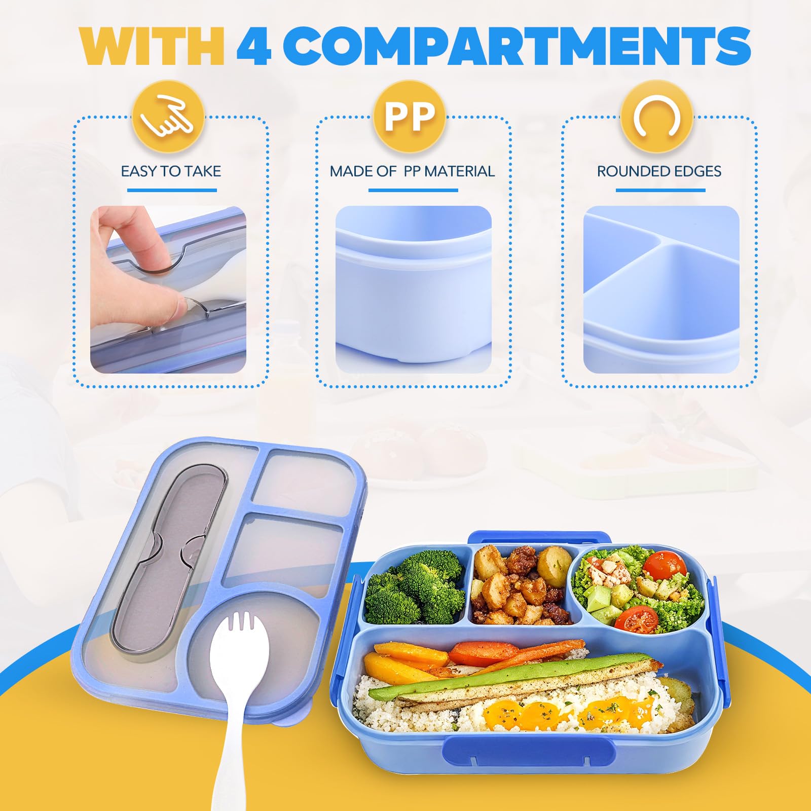 EASYFUN Bento Box portable lightweight design makes commuting lunch easy.
