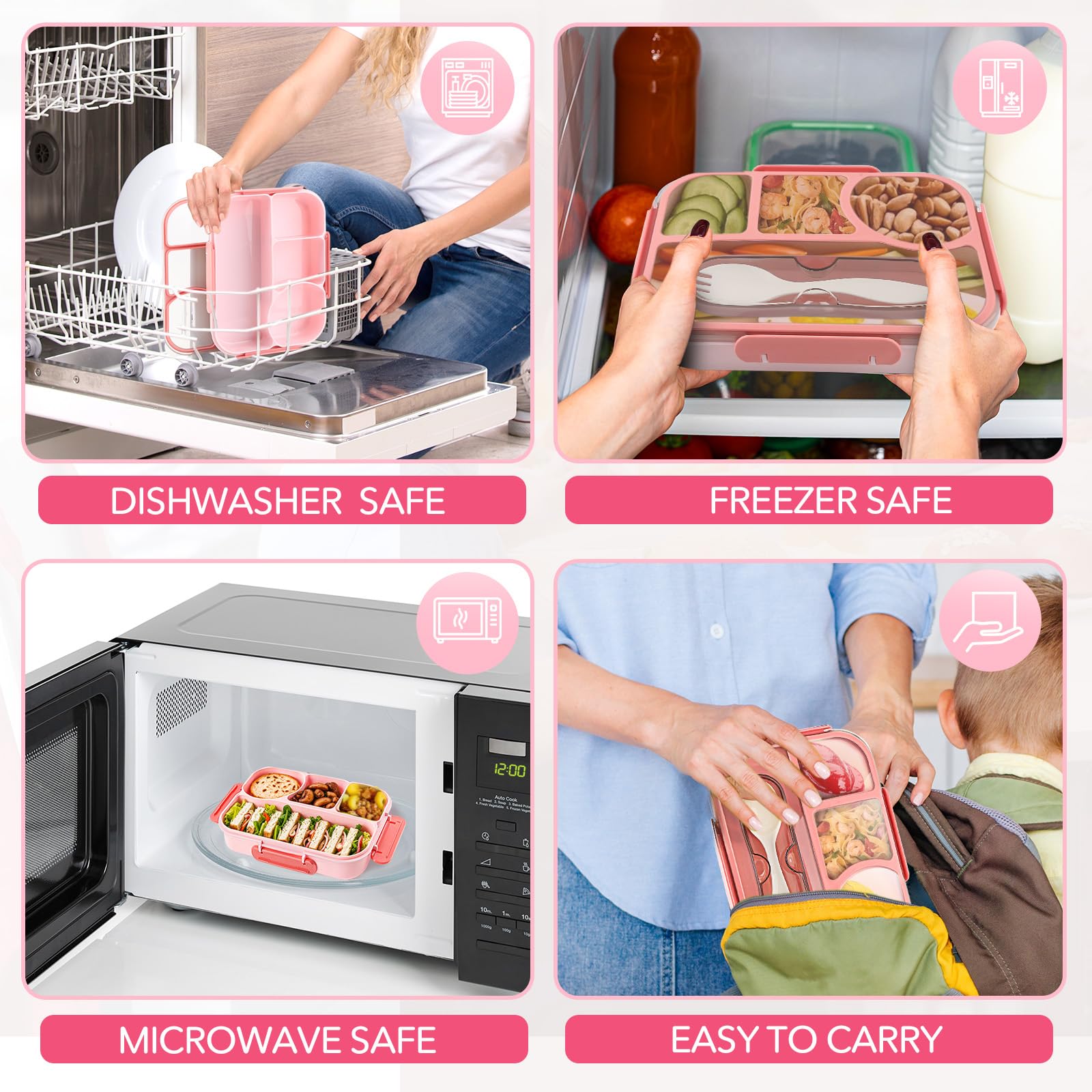 EASYFUN Bento Box removable tray is microwave-safe for reheating