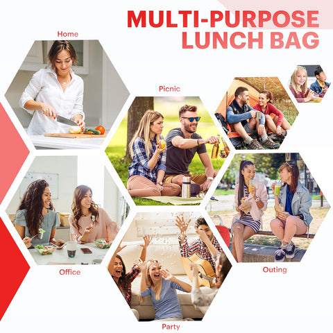 EASYFUN lunch bag red color adds stylish convenience for men and women.