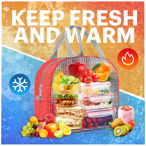 EASYFUN lunch bag dimensions 11-5 by 7 by 8-5 fit daily meals.