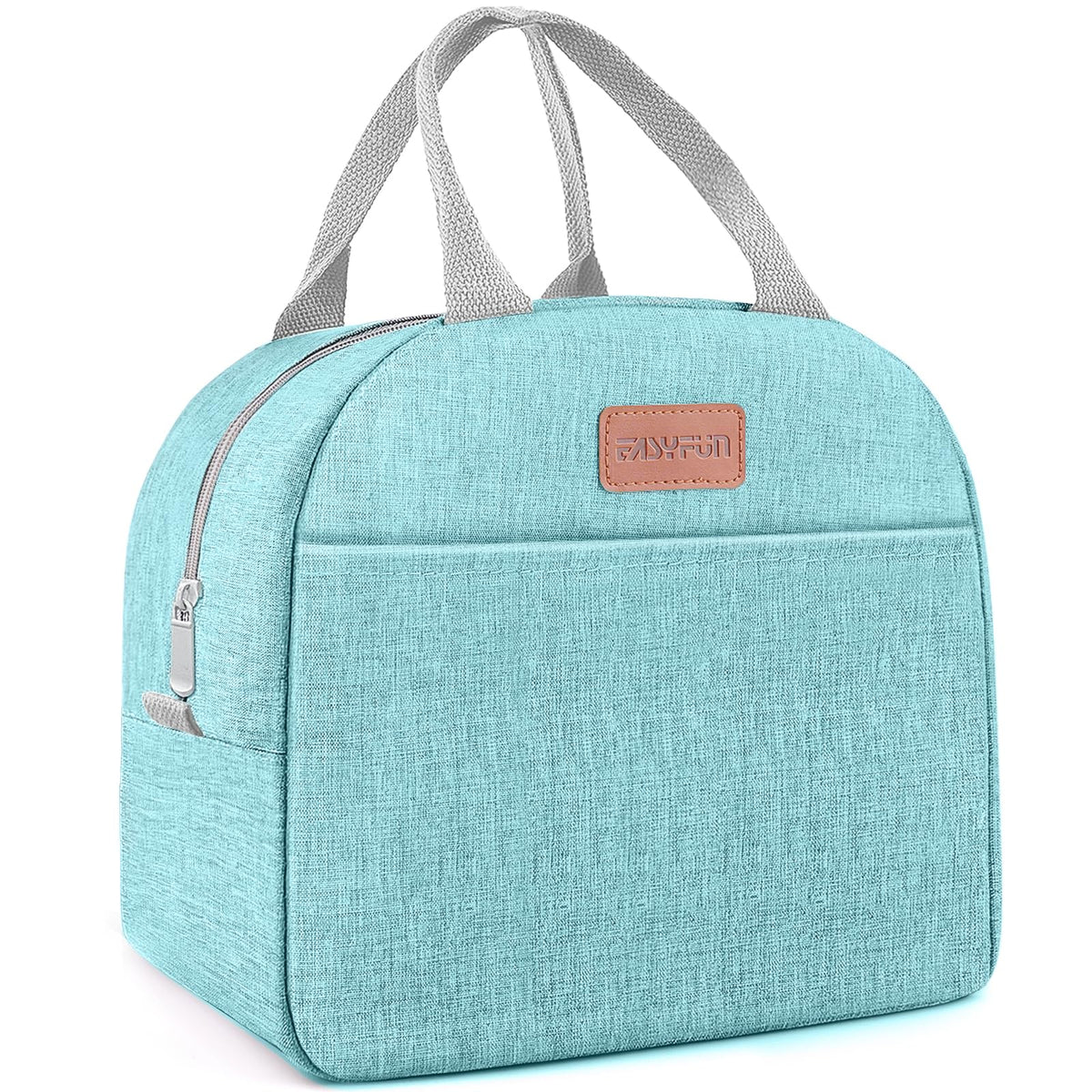 EASYFUN lunch bag Aqua Green front view with spacious main compartment for containers.