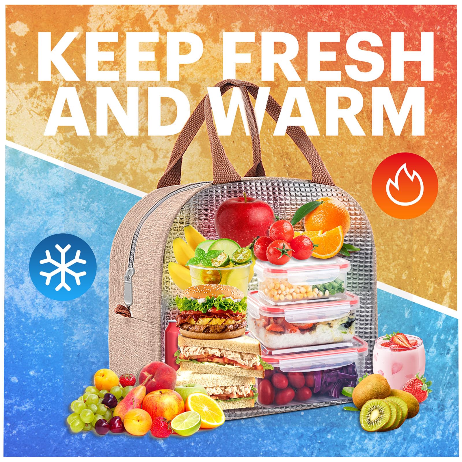EASYFUN lunch bag features a sturdy linen handle for comfortable carrying