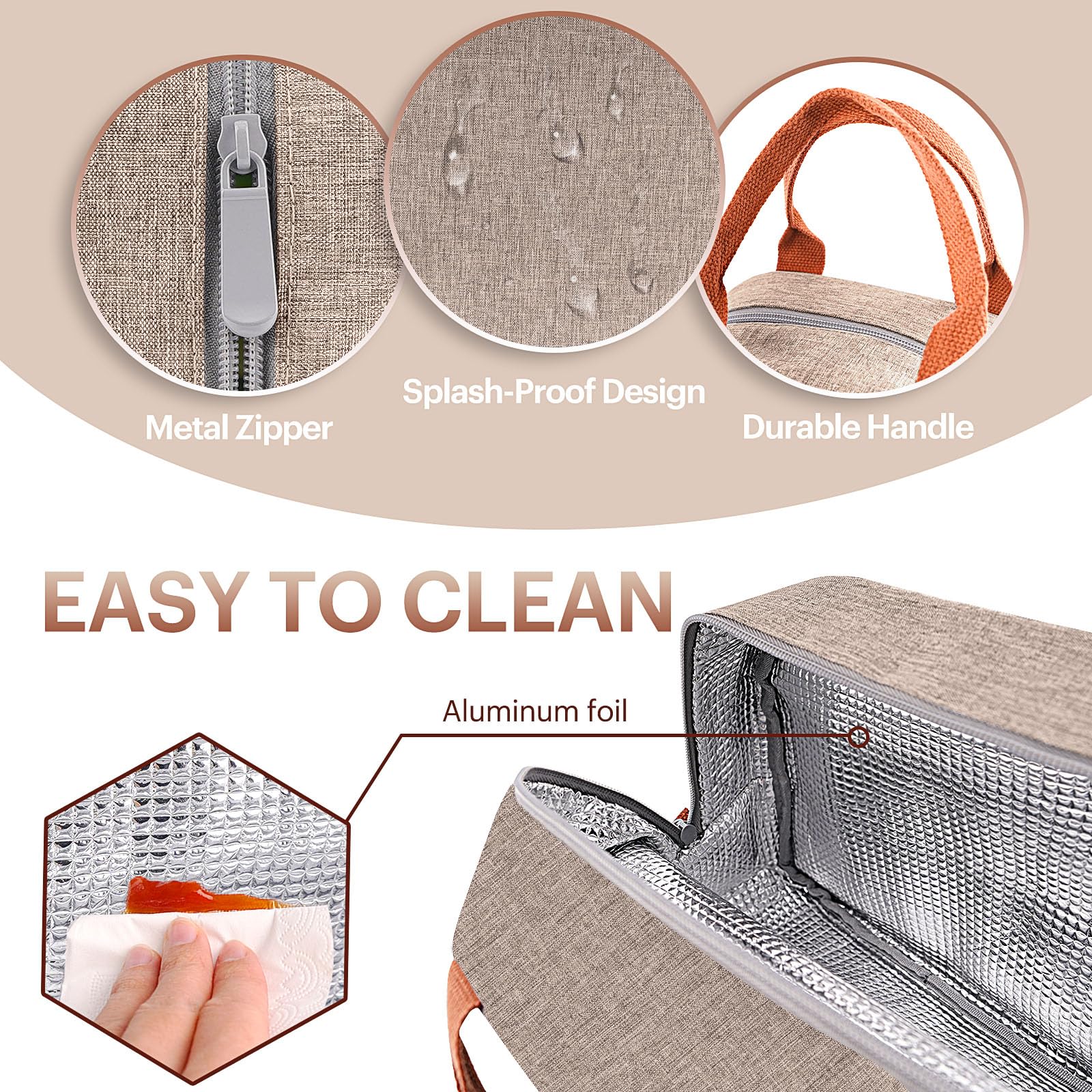 EASYFUN lunch bag insulation helps keep food cold or warm for hours