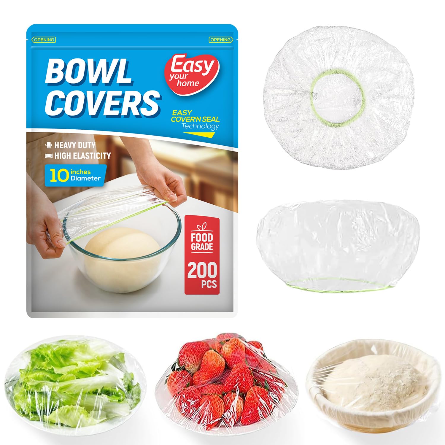 EASYYOURHOME bowl cover stretches to fit 5–7 inch bowls, keeping contents fresh.