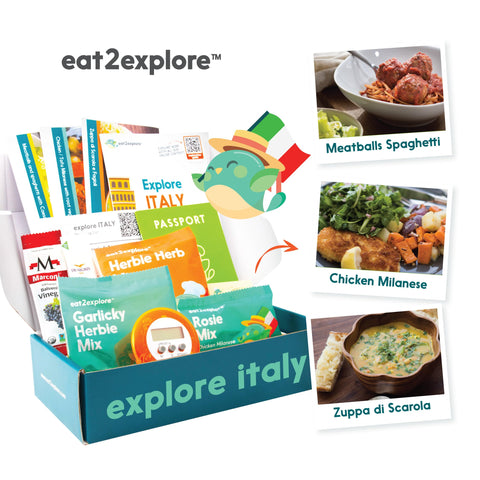 Eat2explore Italy Edition recipe cards guide young chefs through Italian dishes.