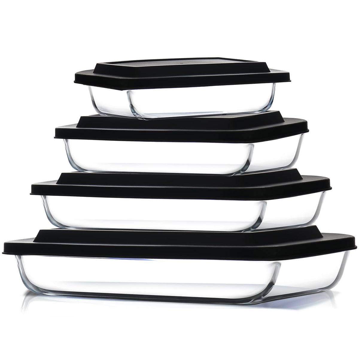 EATEX 8-piece deep glass casserole set ready for oven-to-table use