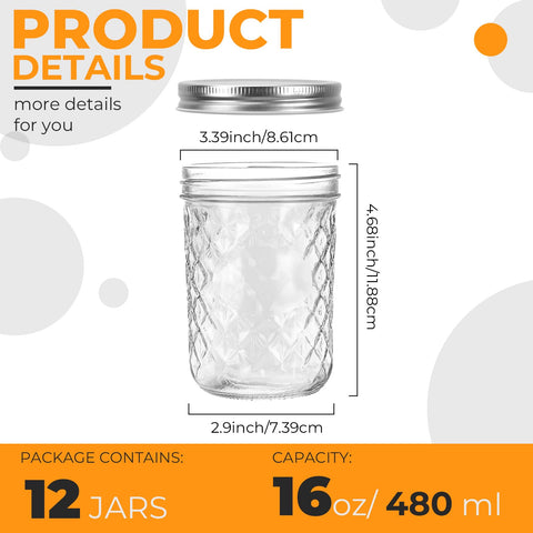 Eathtek 480ml mason jar ideal for preserving foods