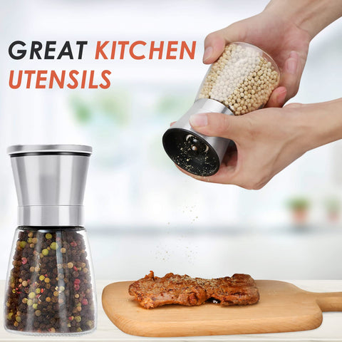 Ergonomic grip and stylish stainless cap on Ebaco grinder.