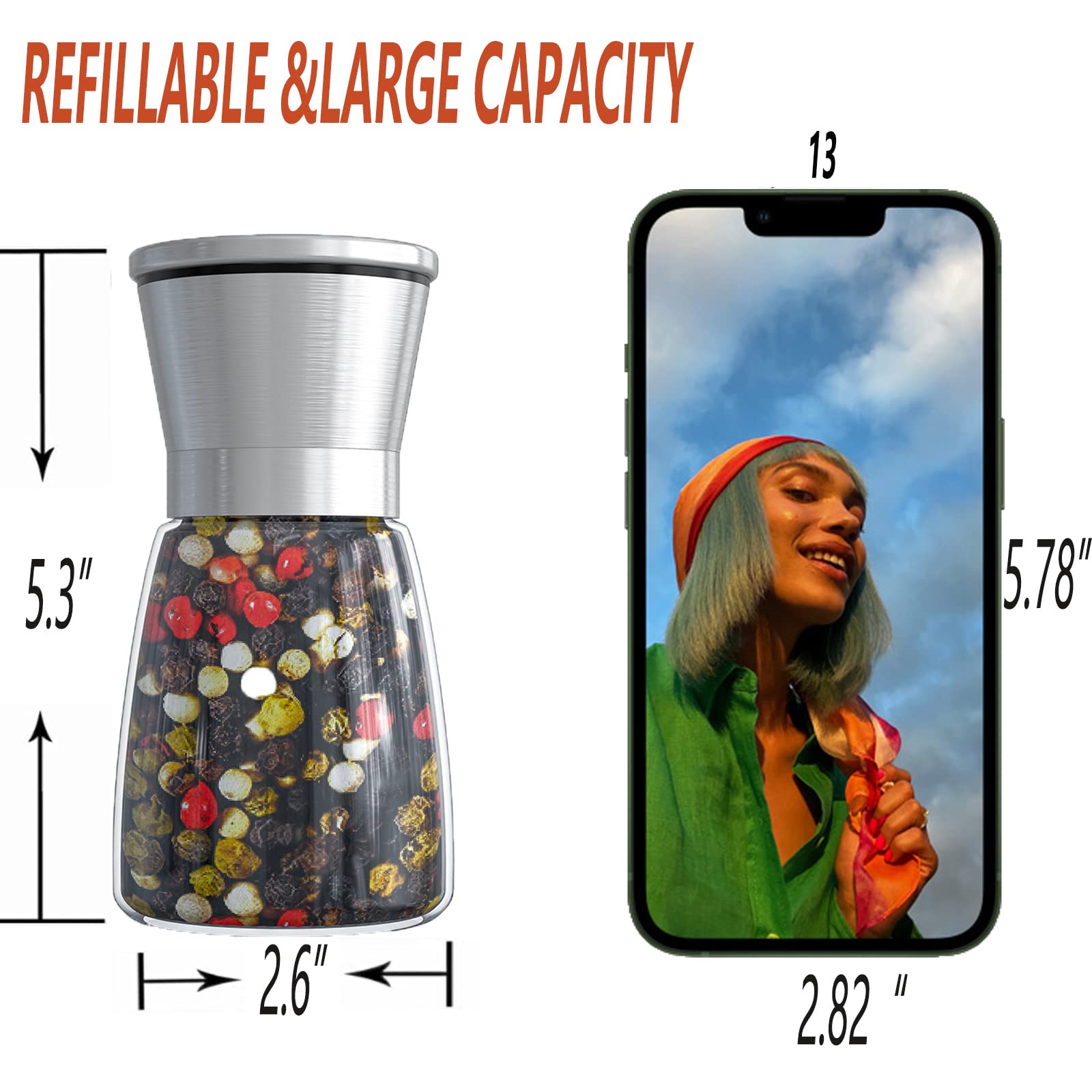 Ebaco grinder wide refill opening makes loading spices simple.