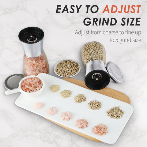 Ebaco adjustable ceramic rotor provides consistent coarseness for salts and spices.