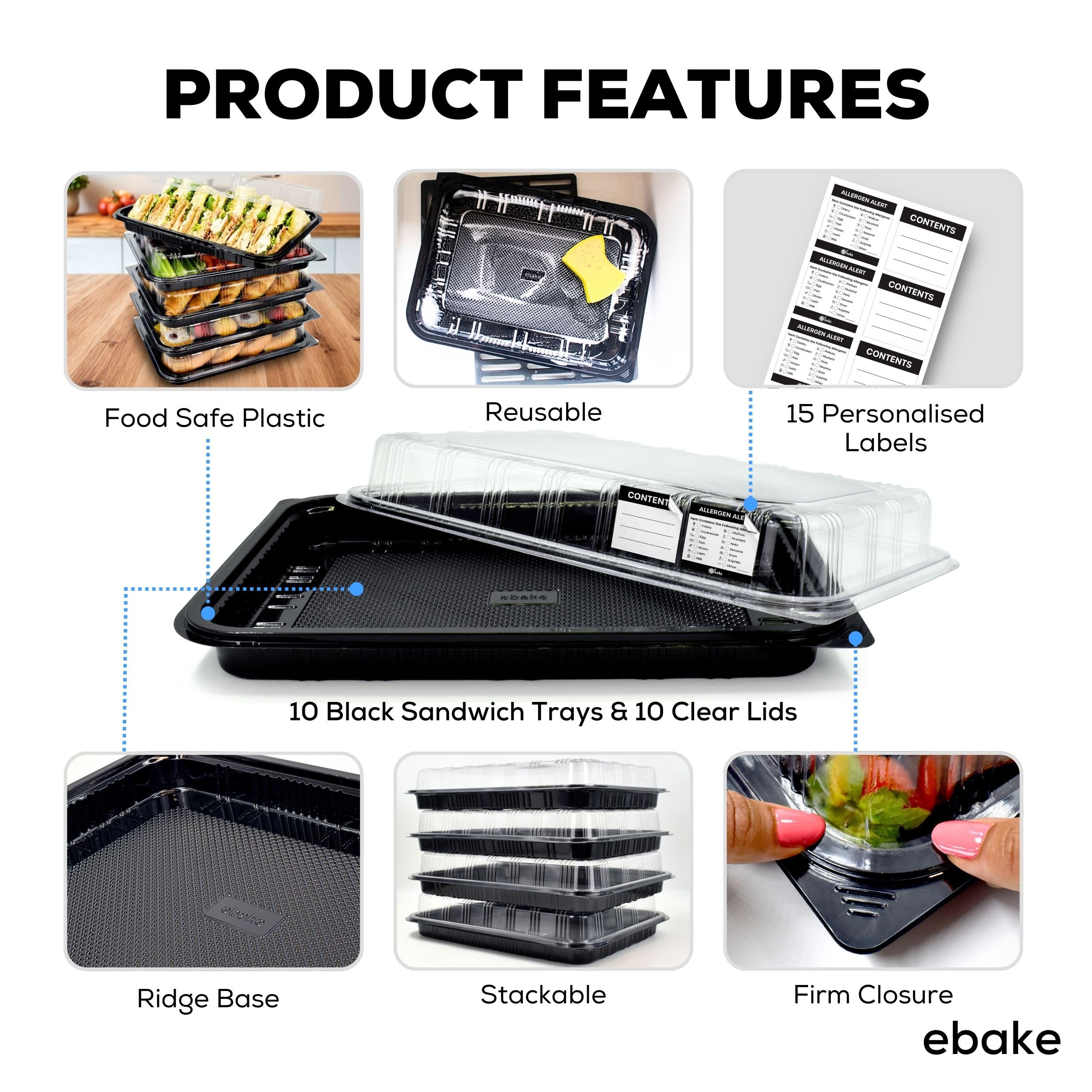 ebake stackable, food-safe trays simplify storage and organization