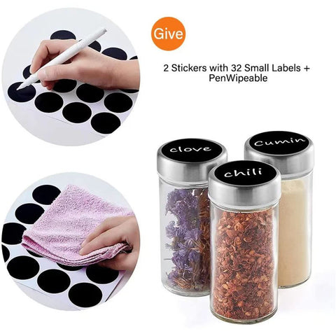 Close-up of silicone funnel and metal lids on EBIZ&TECH spice jars