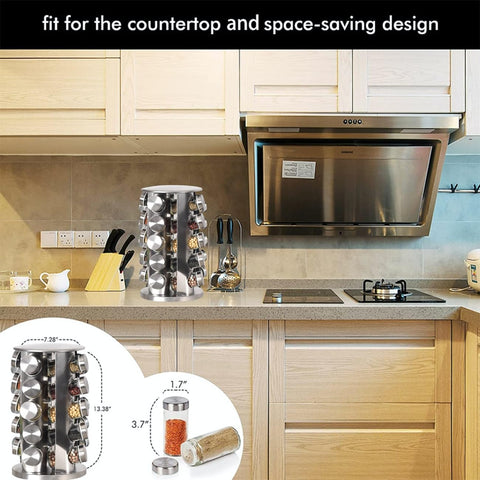 EBIZ&TECH stainless steel finish on spice rack for durable kitchen organization