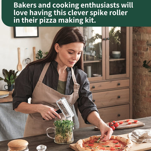 Ecavria dough docker with cleaning brush included for quick maintenance.