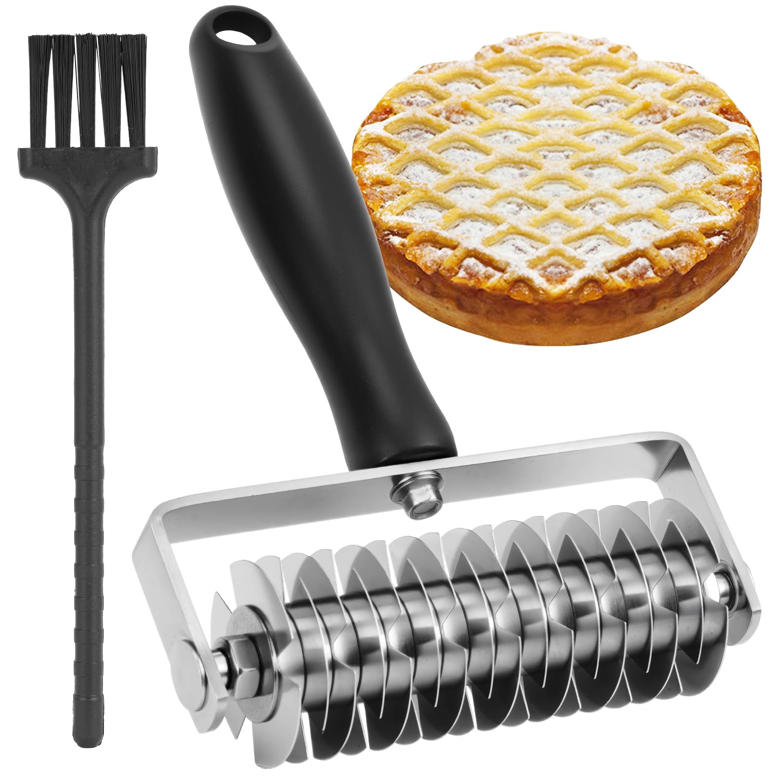 Ecavria pastry lattice roller close-up blade for precise pastry lattice patterns.