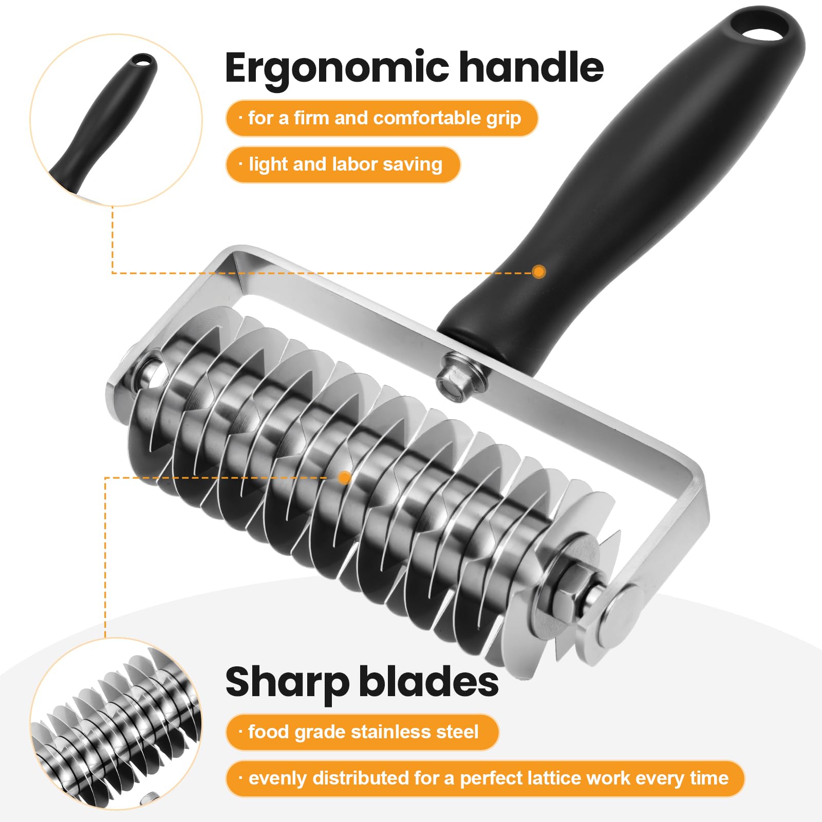 Dough cutting action shows clean, even lattice strips with minimal effort.
