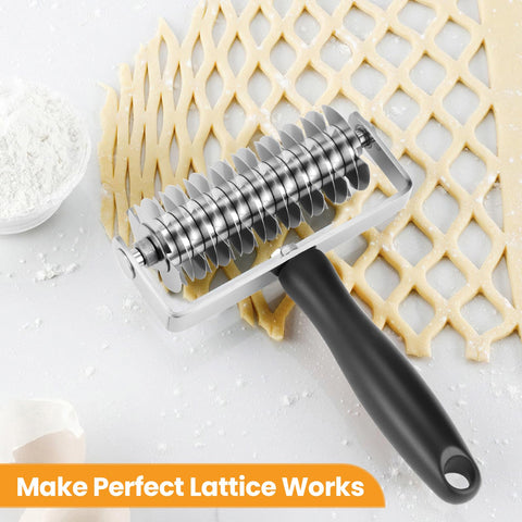 Ecavria lattice roller with ergonomic handle for comfortable pastry cutting.