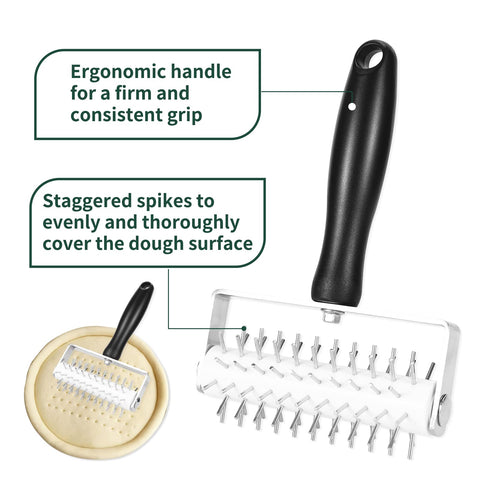 Ecavria pizza dough docker ergonomic handle for comfortable use.