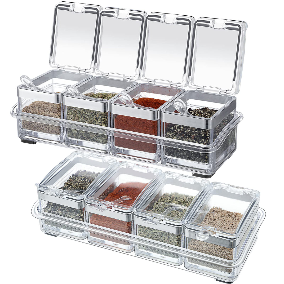 Eccliy 2-set acrylic seasoning organizer on countertop keeps spices tidy and accessible