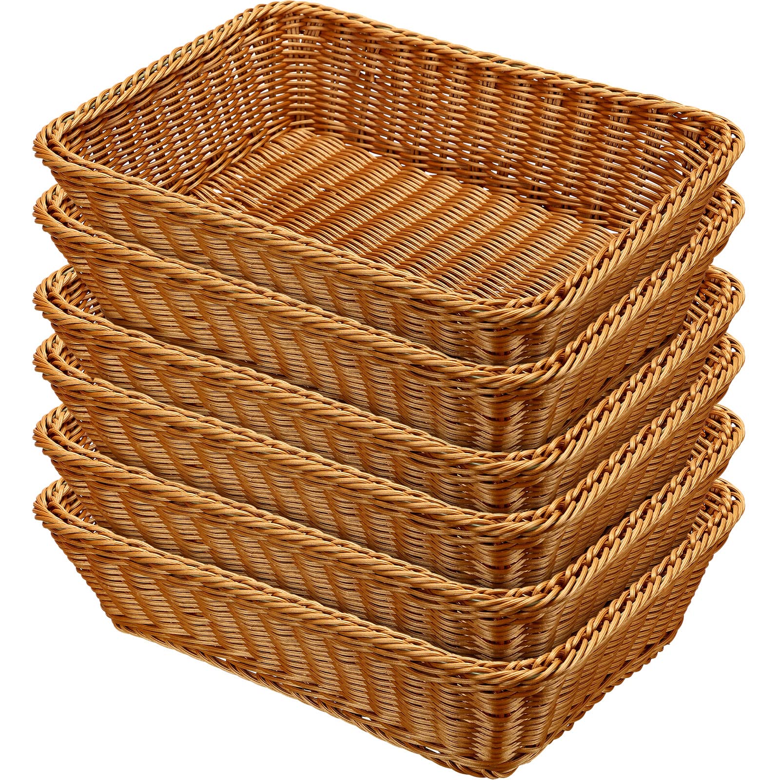 Eccliy 6 pack wicker bread baskets for organized serving and stylish table setting.