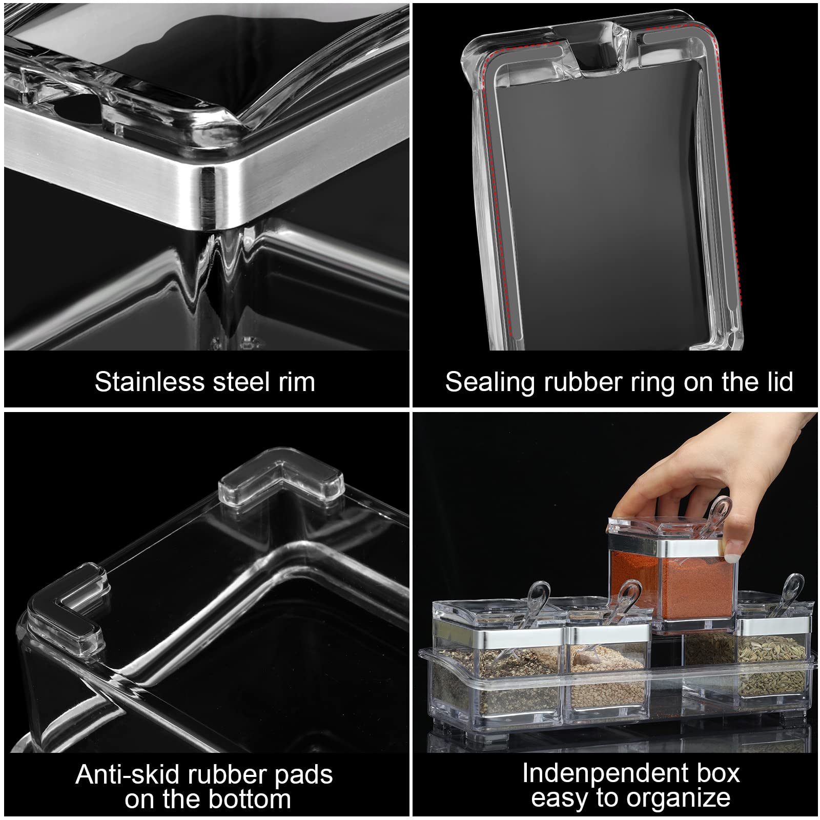 Eccliy acrylic containers with stainless lids show durable storage for daily use