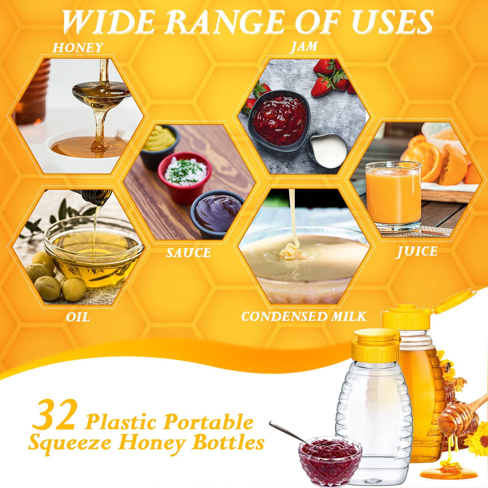 Eccliy 32-pack of clear jars ready for honey.