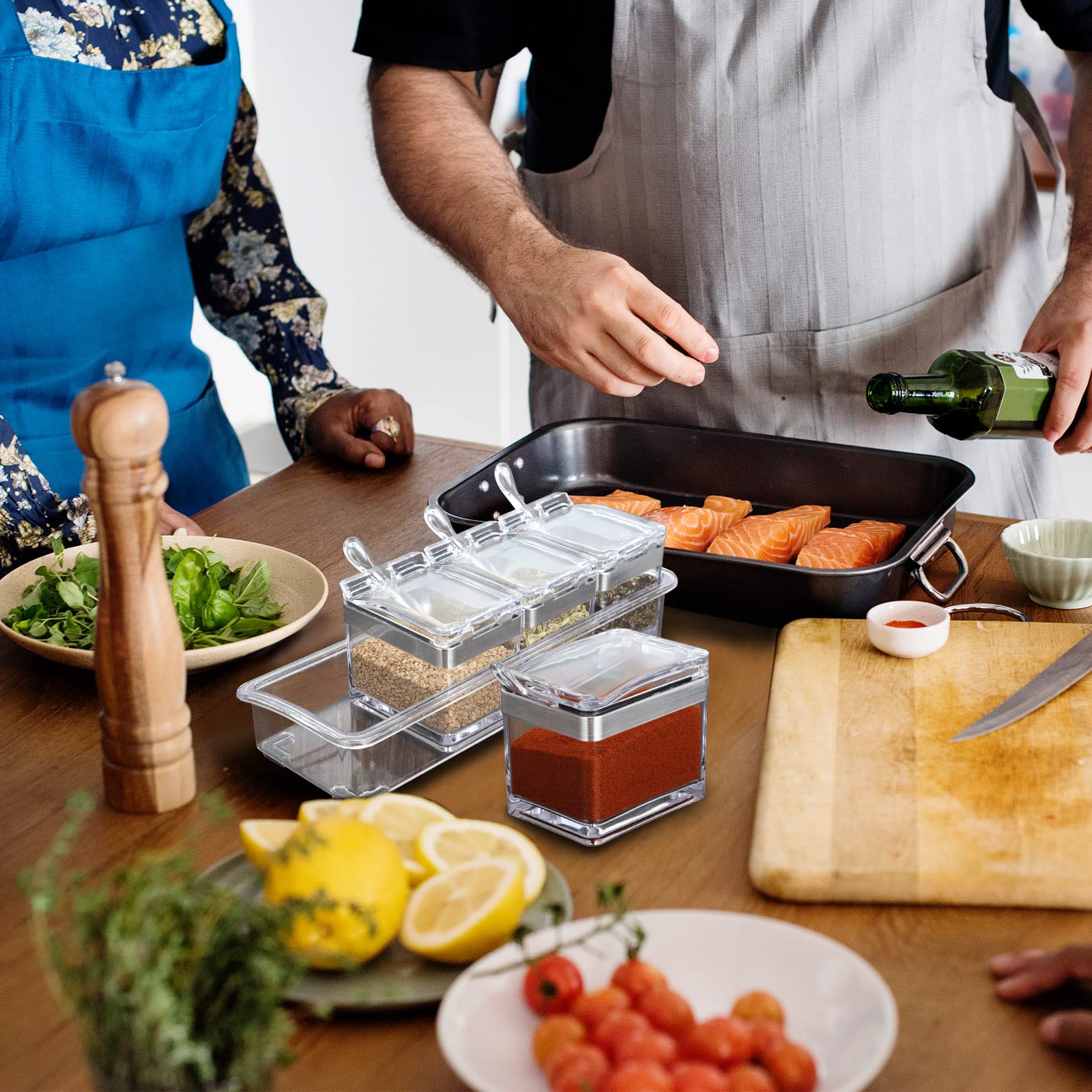 Eccliy kitchen storage saves counter space for salt, sugar, spices