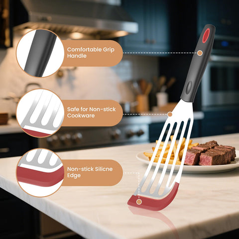 Ecerangus red silicone edge close-up showing heat resistance and flexible surface