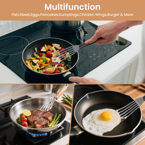 Ecerangus 2-pack spatulas in red, kitchen essential for flipping steak and patties