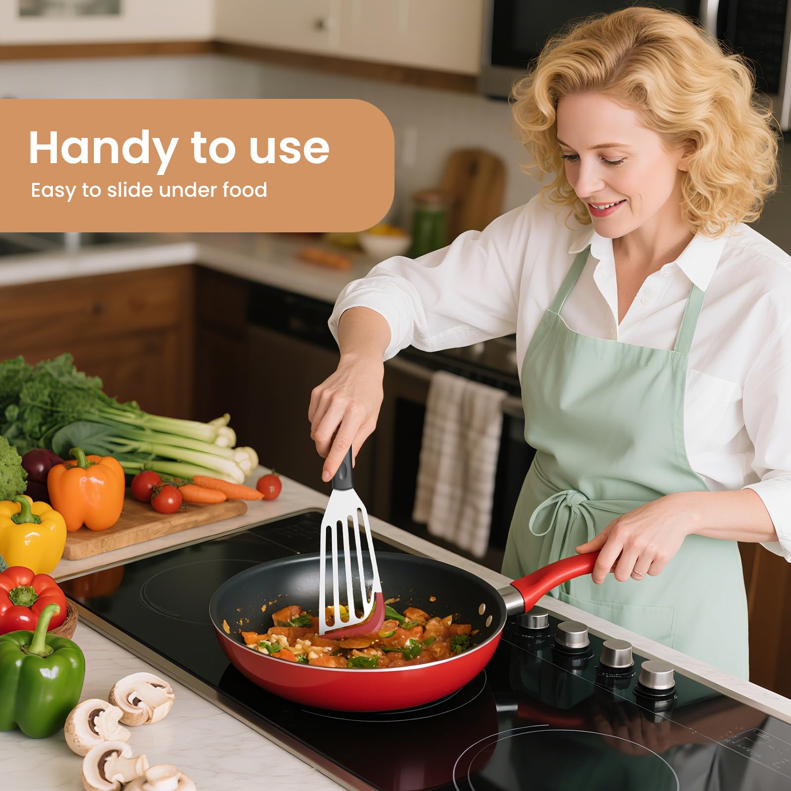 Ecerangus stainless steel core spatula with red finish and durable handle