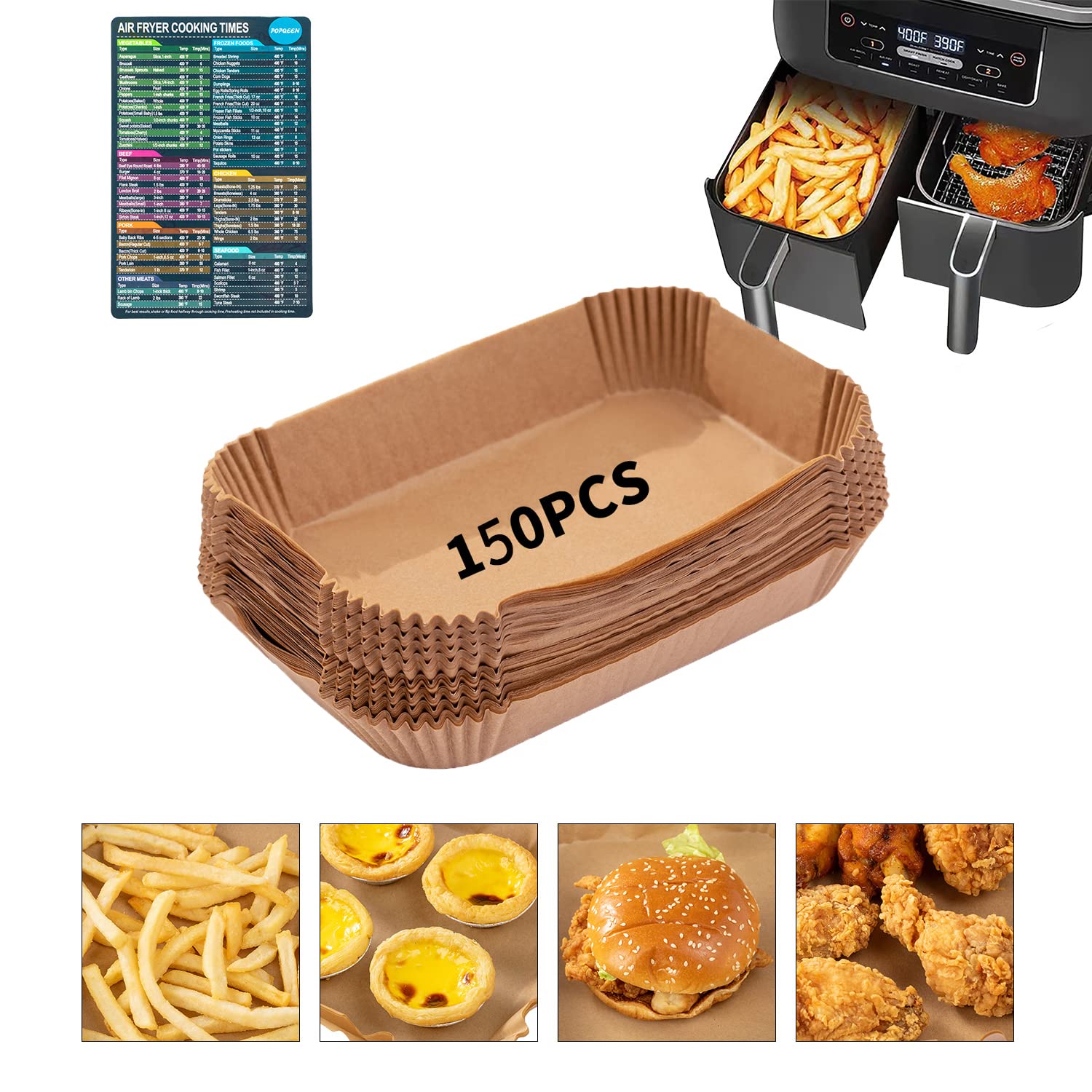 Ecfvtp Ninja air fryer liners rectangle bowl keeps the fryer clean during cooking.
