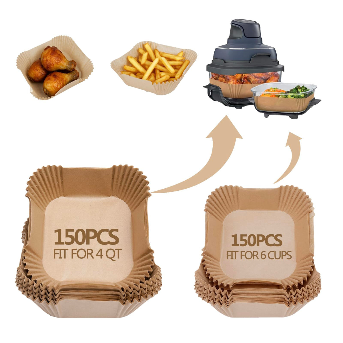 Ecfvtp Ninja Crispi liners fit FN101 precisely for easy cleanup.