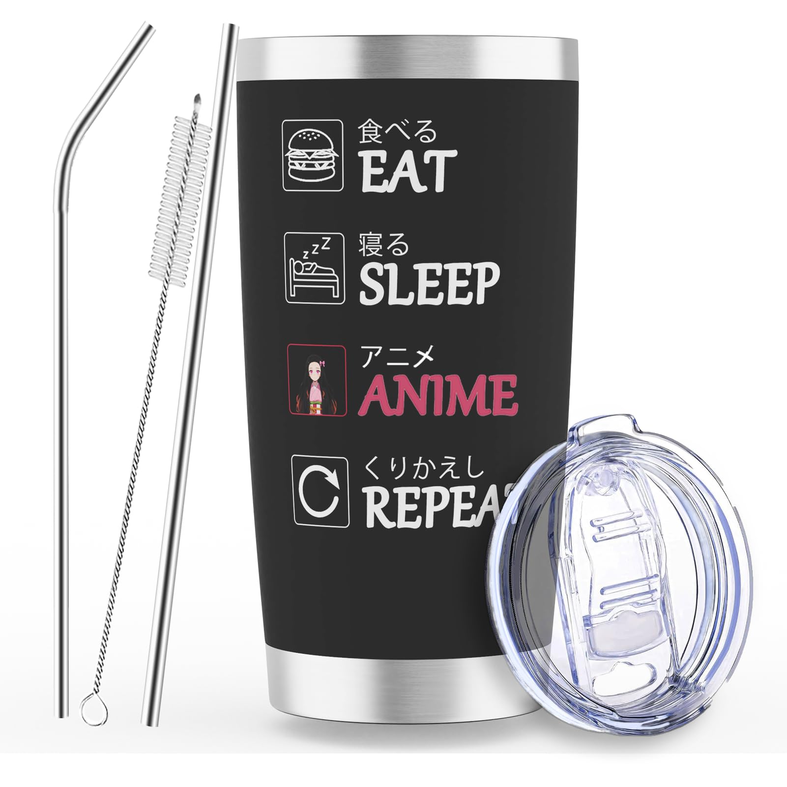 EchoMaven anime tumbler lid close-up, spill-proof for on-the-go use.