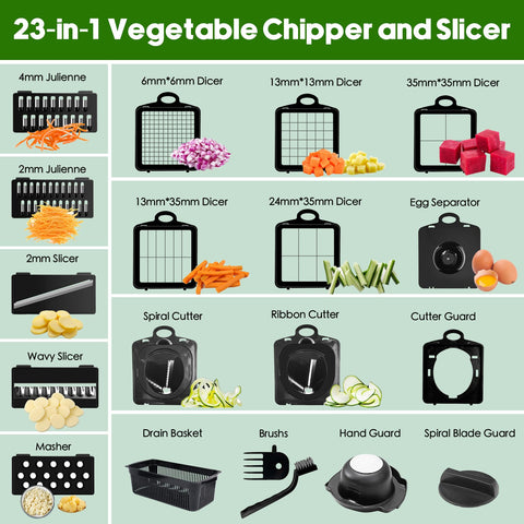 ECLENYES vegetable chopper 10-blades allows precise julienne and shredding in seconds.