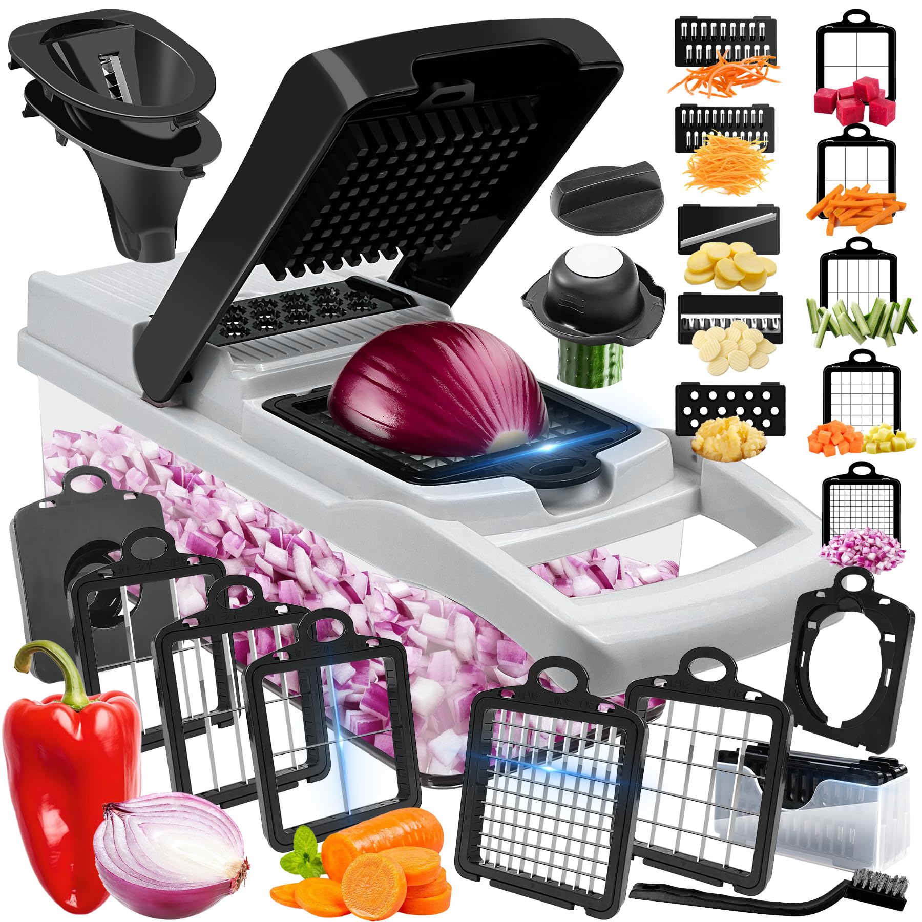 ECLENYES Vegetable Chopper 23-in-1 demonstrates versatile slicing for quick meal prep.