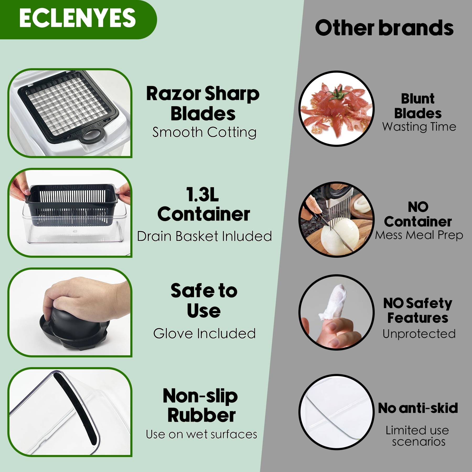 ECLENYES dishwasher-safe design simplifies cleanup after meal prep.