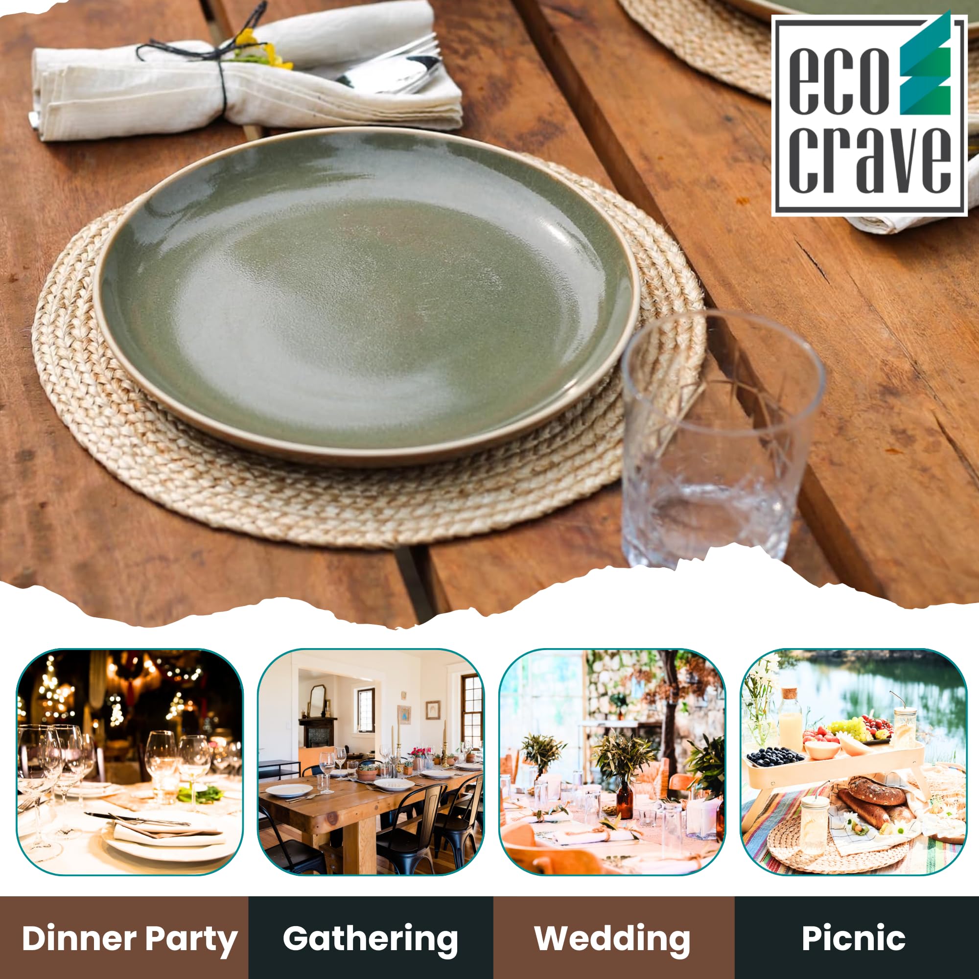 Eco Crave Jute Placemats round can double as coasters or heat pads.