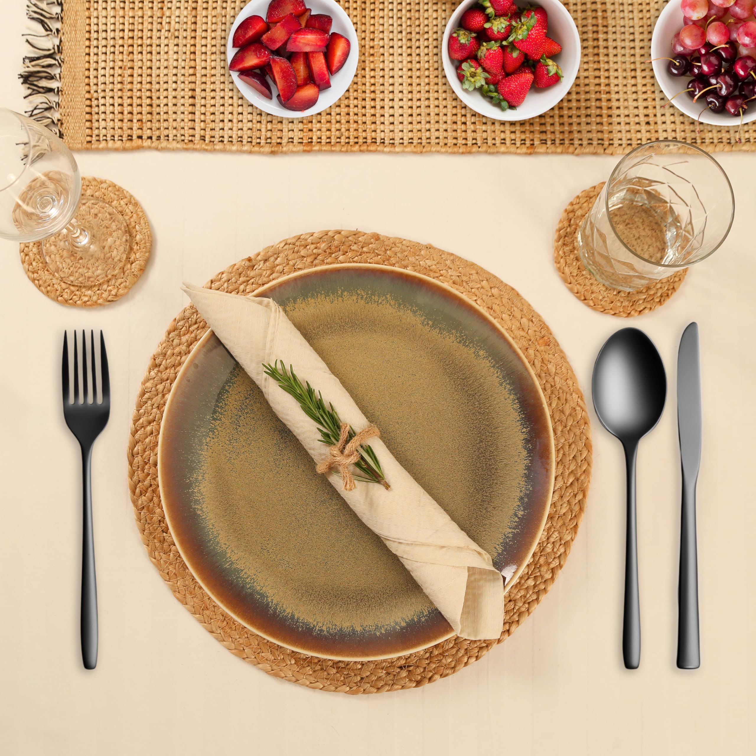 Eco Crave Jute Placemats round set of 8 brings farmhouse charm to dining.